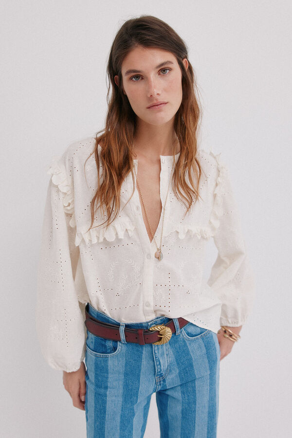 Hoss Intropia Celia. Blusa romântica Ecru