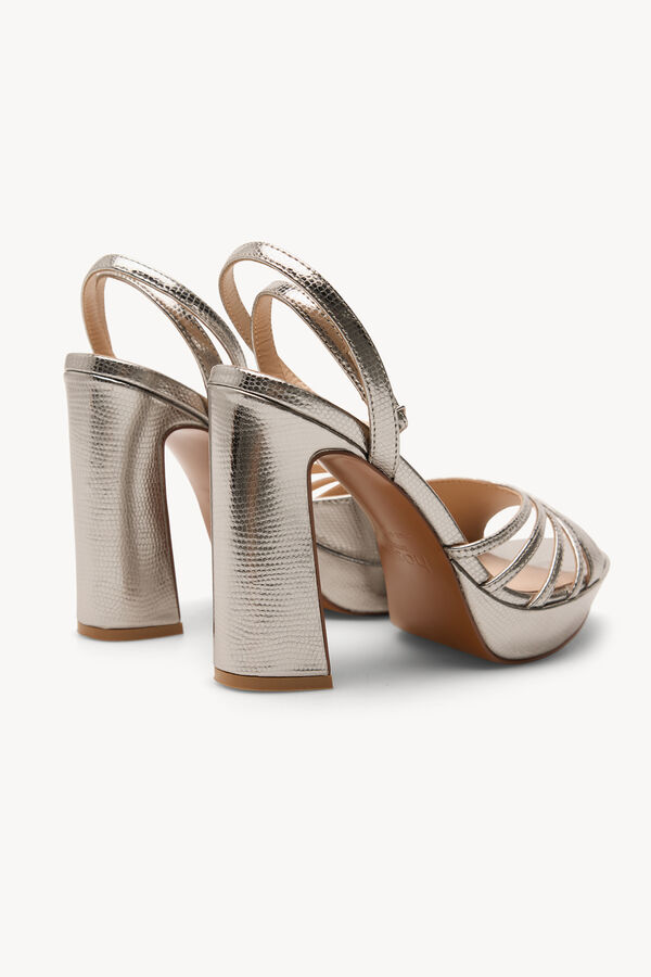 Hoss Intropia Marisa. Sand&aacute;lias salto em pele gravada Cinzento