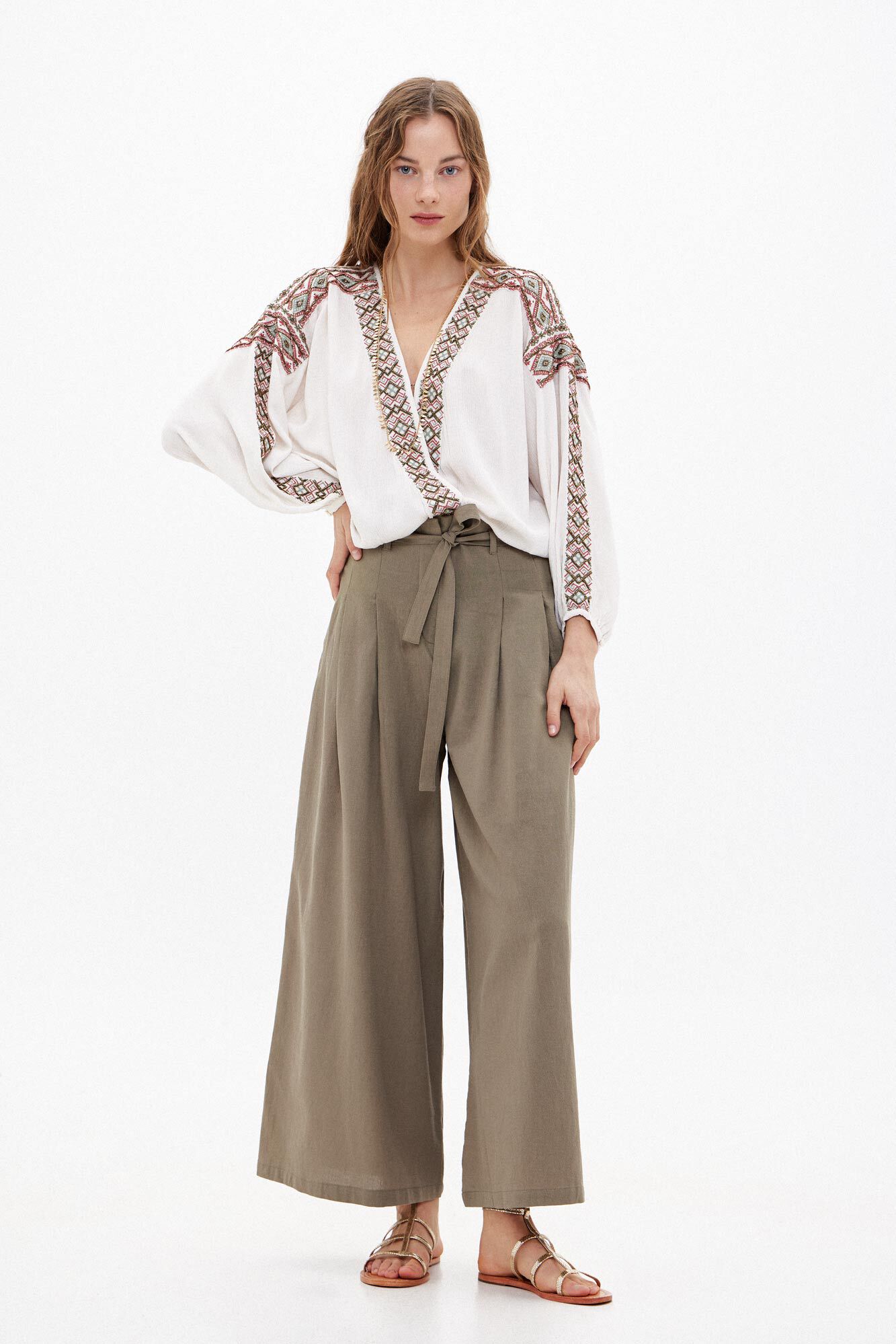 Hoss Intropia Palma. Pantal&oacute;n ancho de algod&oacute;n