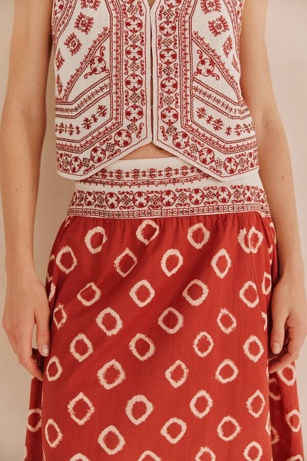 Hoss Intropia Romina. Falda estampada rojo