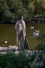 Hoss Intropia Prado. Calça xadrez Ecru