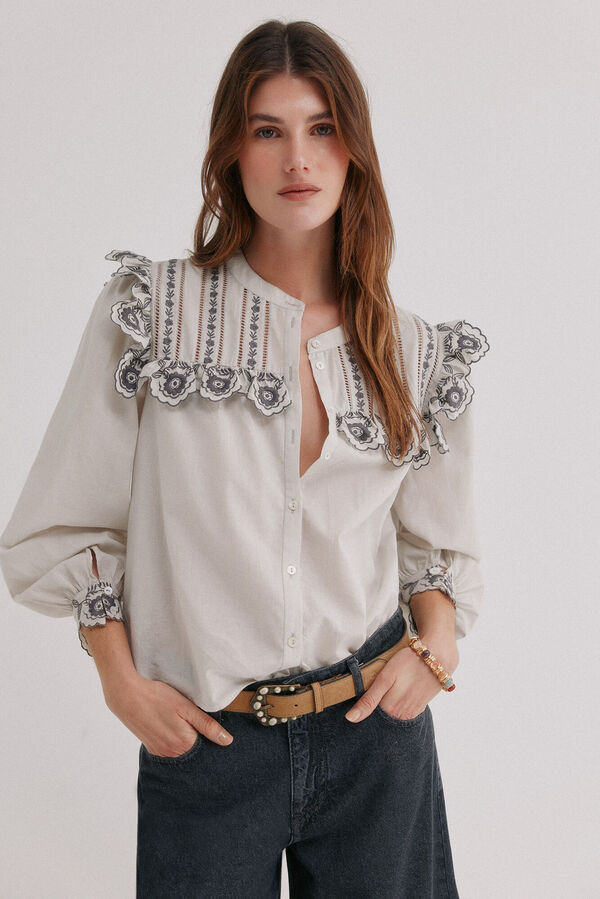 Hoss Intropia Carolina. Blusa bordada Gris