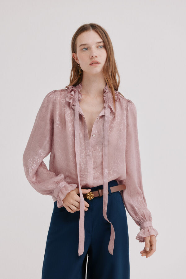 Hoss Intropia Circe. Blusa com folho Ecru