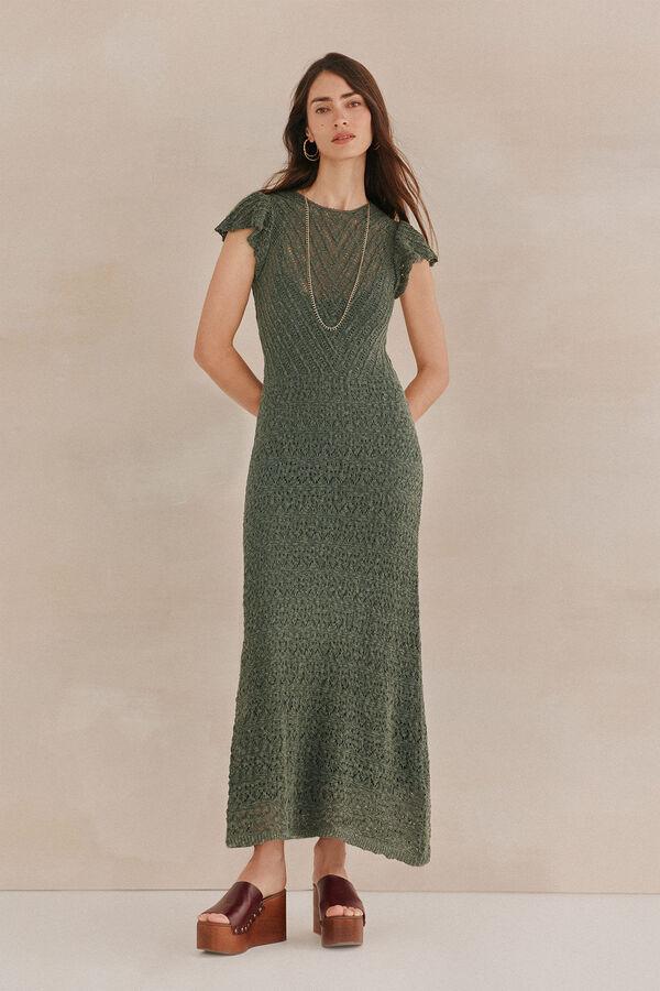 Hoss Intropia Sella. Vestido punto midi Verde oscuro