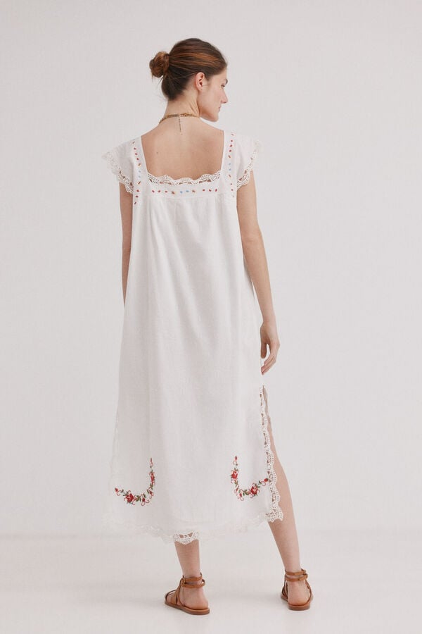 Hoss Intropia Alaira. Vestido bordado Ecru