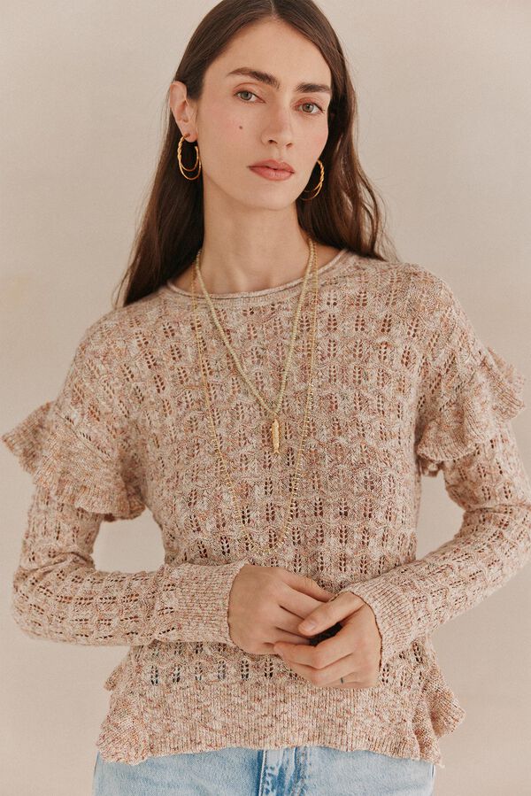 Hoss Intropia Sandra. Sweater malha rendilhada Ecru