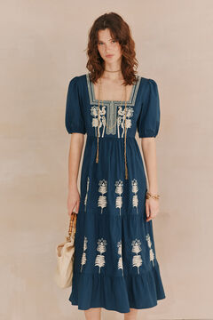 Hoss Intropia Amelia. Vestido bordado. Azul