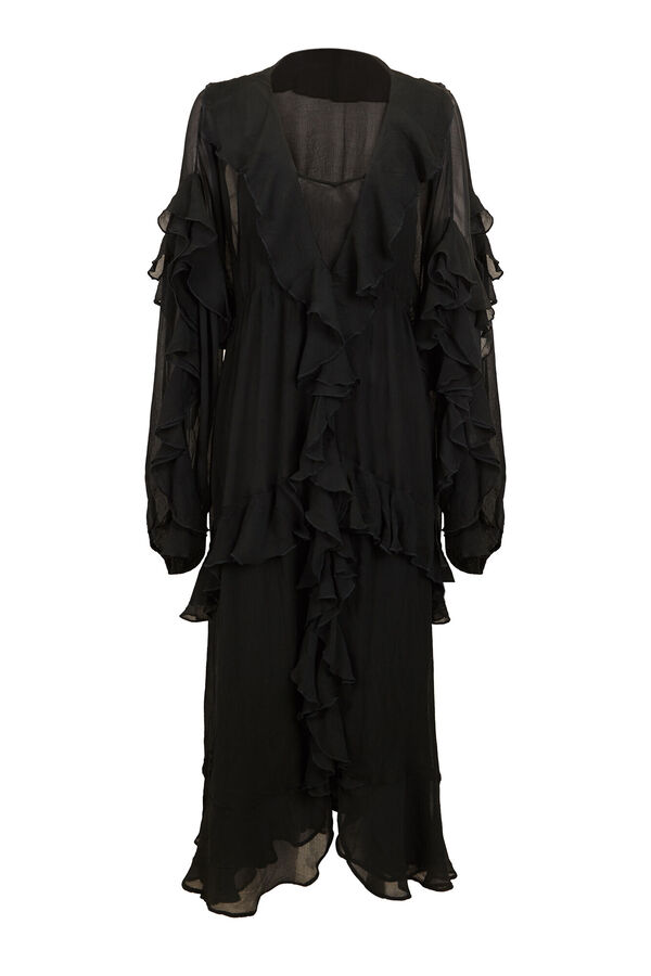 Hoss Intropia Laura. Vestido volantes midi. Verde