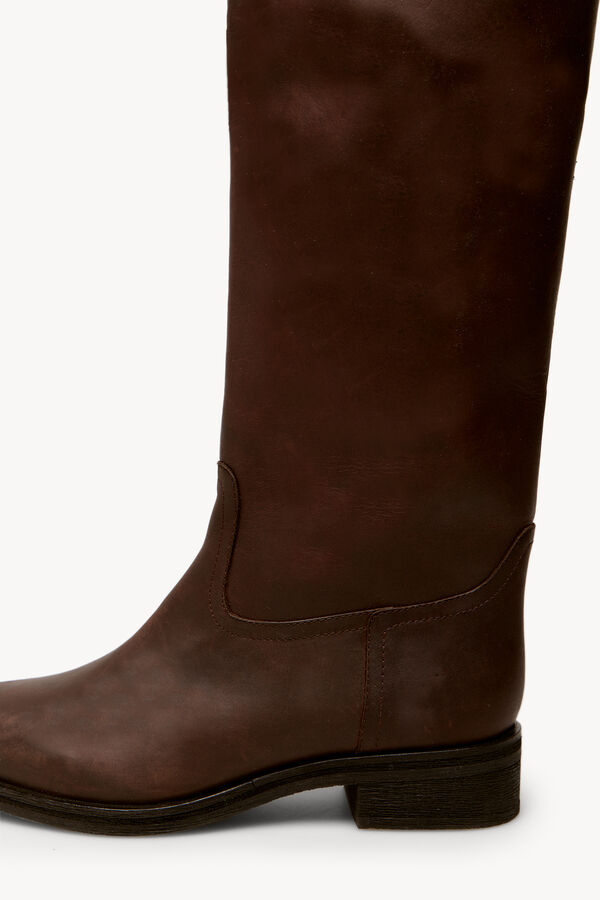 Hoss Intropia Martina. Botas altas de piel Marron oscuro