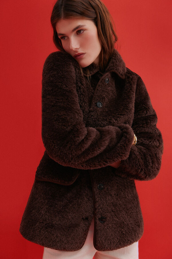 Hoss Intropia Domenica. Abrigo efecto pelo Marron
