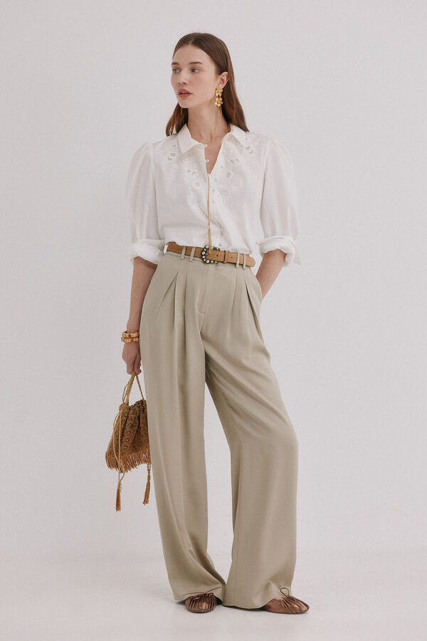 Hoss Intropia Paloma. Pantal&oacute;n doble pliegue Marfil