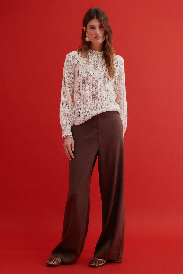 Hoss Intropia Camille. Blusa de guipur Marfil