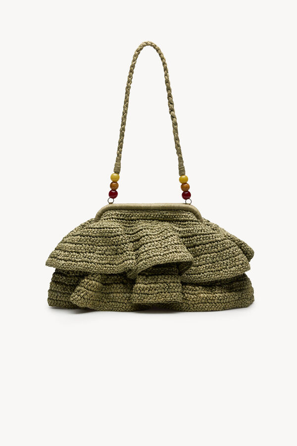 Hoss Intropia Nagore. mala com folhos de fibras naturais Verde