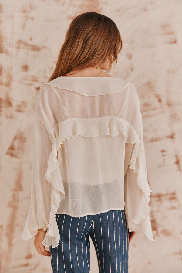 Hoss Intropia Carina. Blusa volantes. Beige