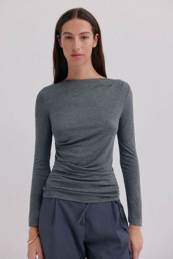 Hoss Intropia Mercedes. Top drapeado Gris