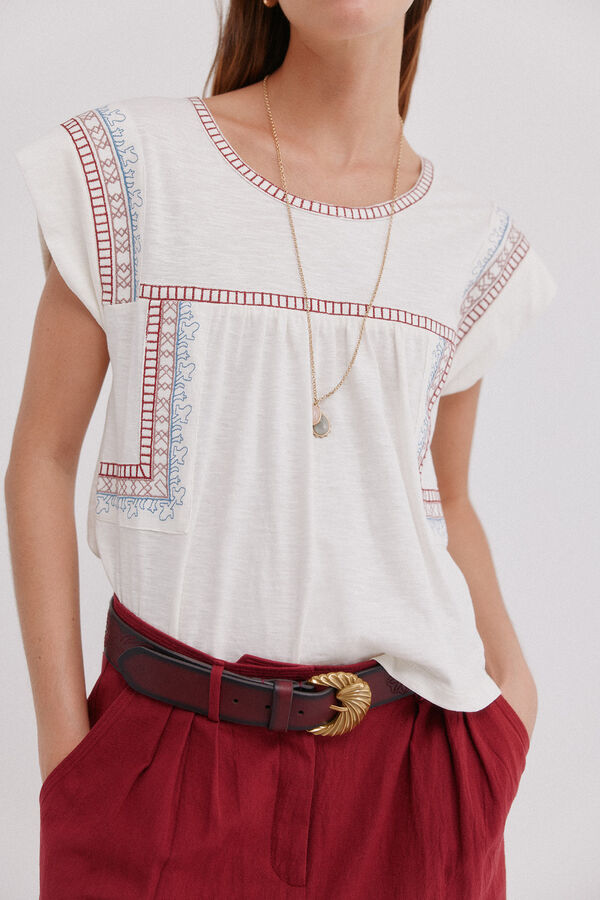 Hoss Intropia Malena. T-shirt bordada Beige