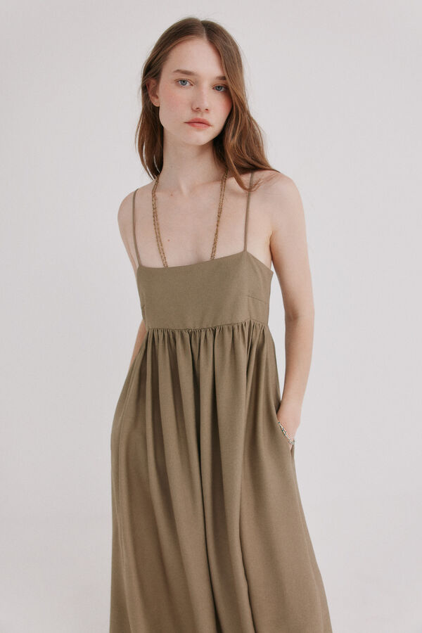 Hoss Intropia Asunci&oacute;n. Vestido lazada Kaki