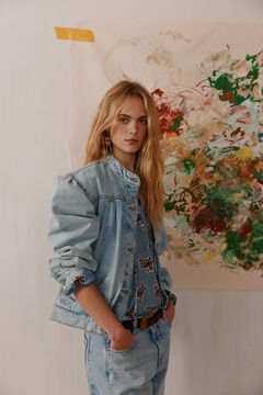Hoss Intropia Blanca. Jaqueta bomber denim Azul