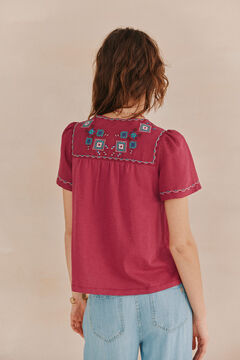 Hoss Intropia Malena. Camiseta com bordado étnico Roxo
