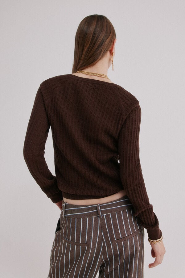 Hoss Intropia Imala. Jersey calado Marron oscuro