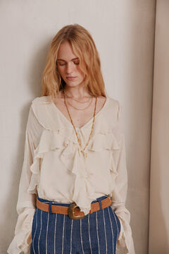 Hoss Intropia Carina. Blusa volantes. Beige