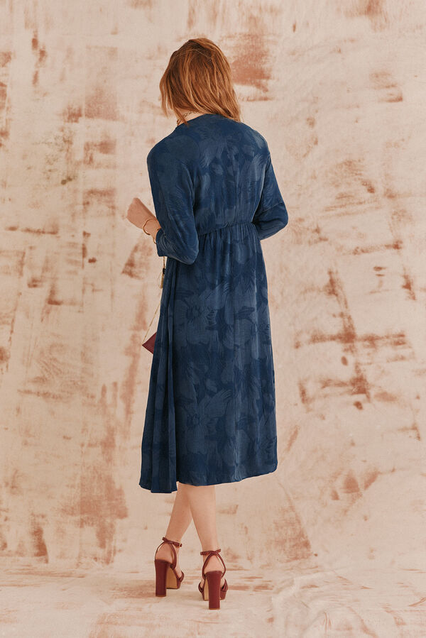Hoss Intropia Ana. Vestido jacquard. Azul marino