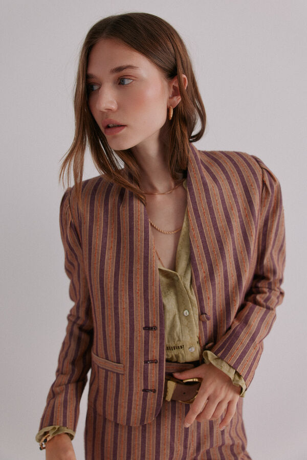 Hoss Intropia Edena. Chaqueta a rayas Marfil