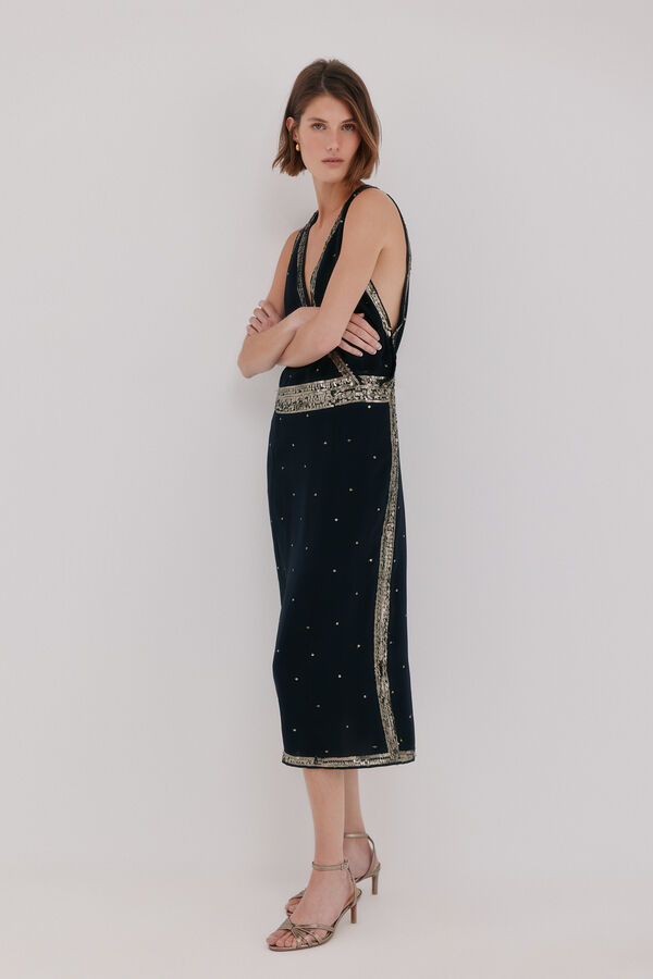 Hoss Intropia Ainara.Vestido de lantejoulas Preto
