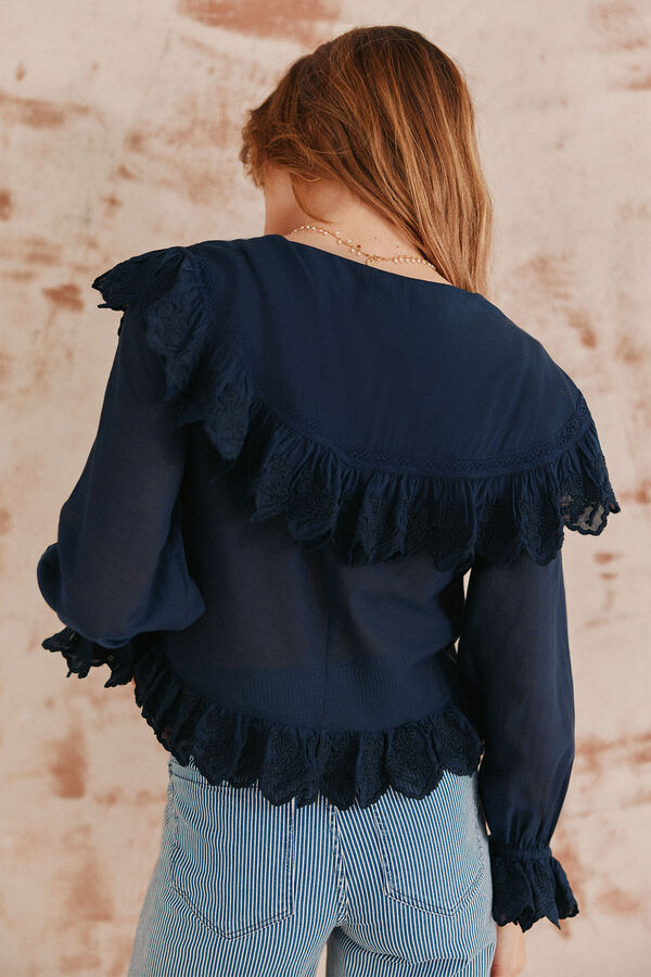 Hoss Intropia Caroline. Blusa com gola. Azul