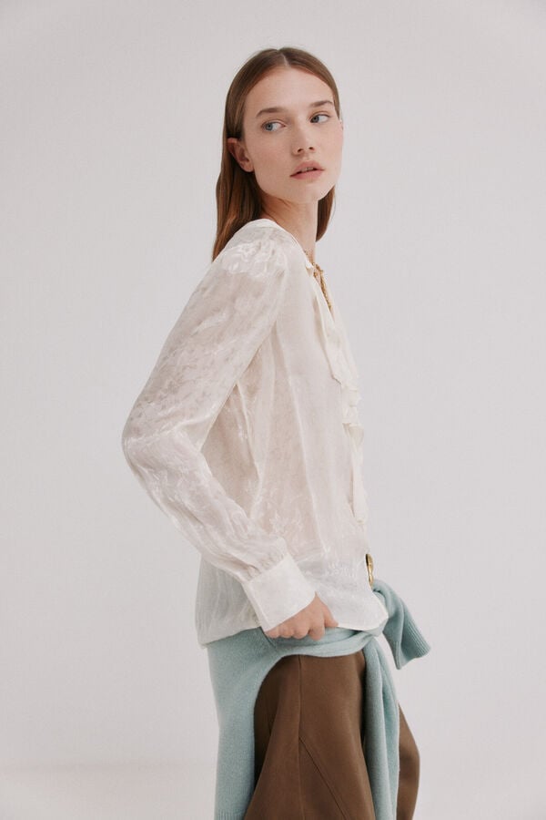 Hoss Intropia Calyx.Blusa fluida com folho Ecru