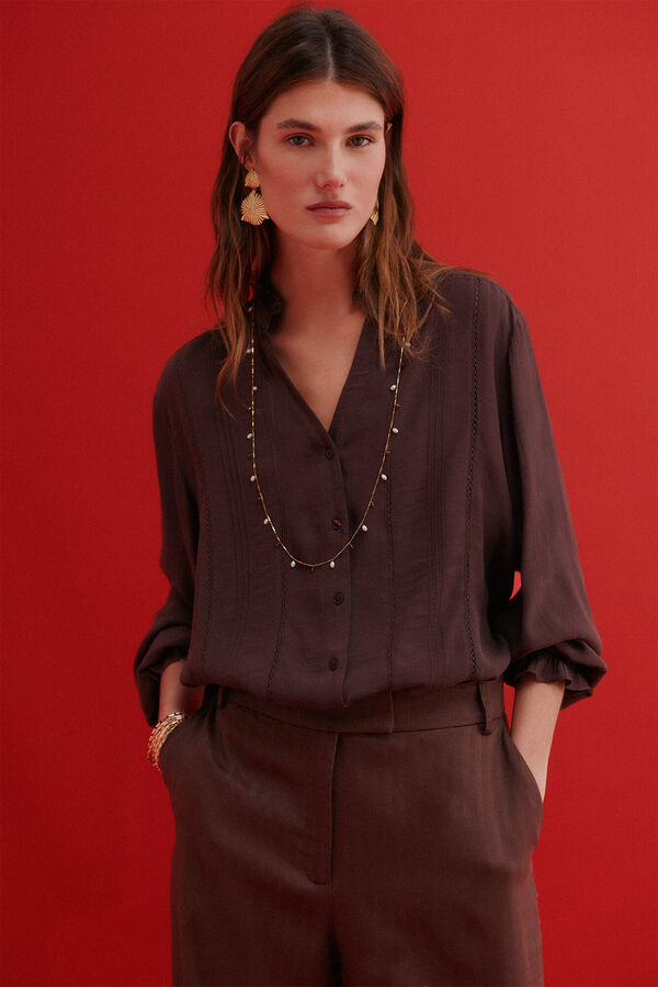 Hoss Intropia Clementine. Blusa manga larga Marron oscuro