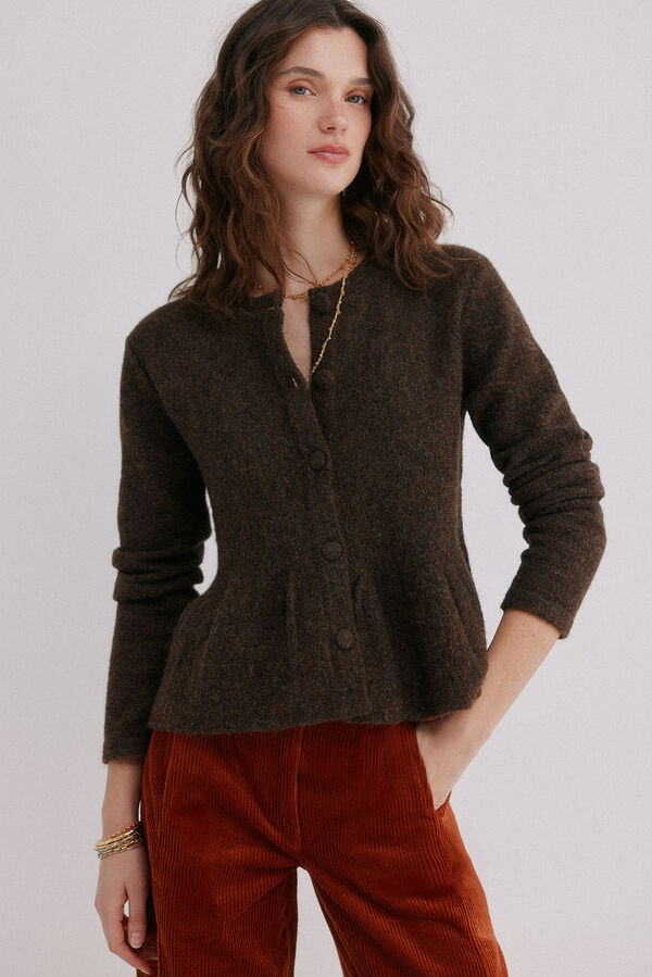 Hoss Intropia Ivana. Casaco de malha com bot&otilde;es Castanho