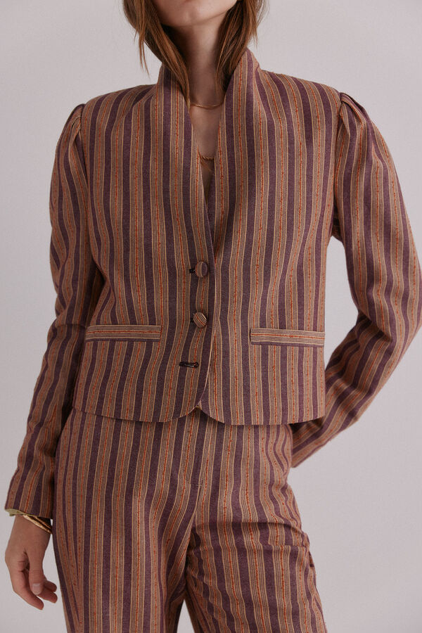 Hoss Intropia Edena. Chaqueta a rayas Marfil