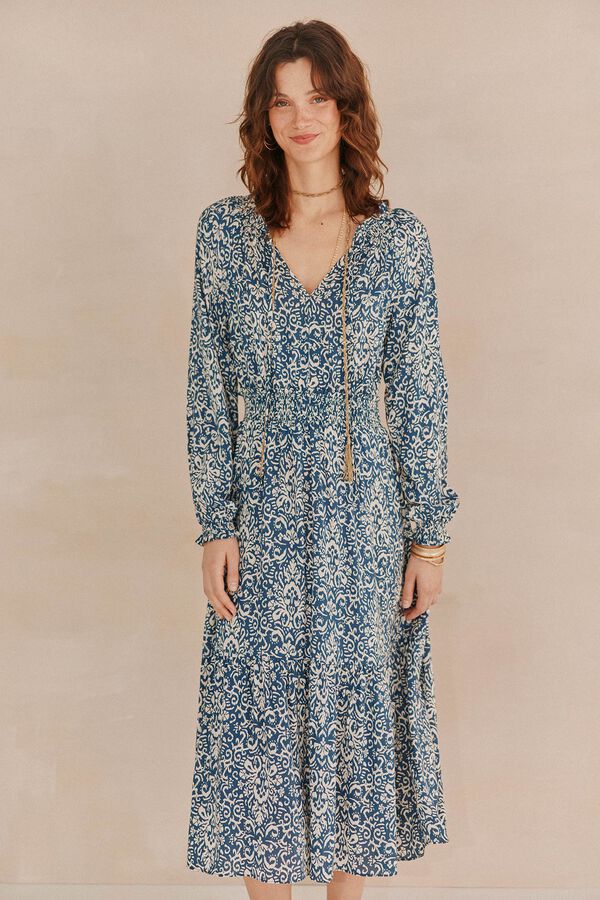 Hoss Intropia Vestido Lía estampado Painel Azul