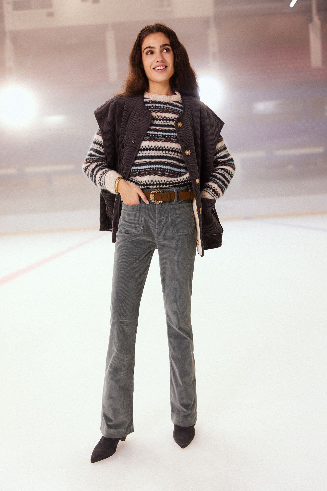 Pantalon ancho hotsell pana mujer