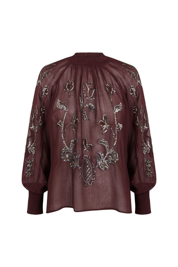 Hoss Intropia Cenese.Blusa beads Granate