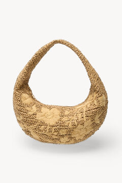 Hoss Intropia Nélida. Bolsa de ráfia bordada. Beige