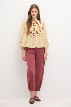 Hoss Intropia Felisa. Blusa bordado boho. Beige