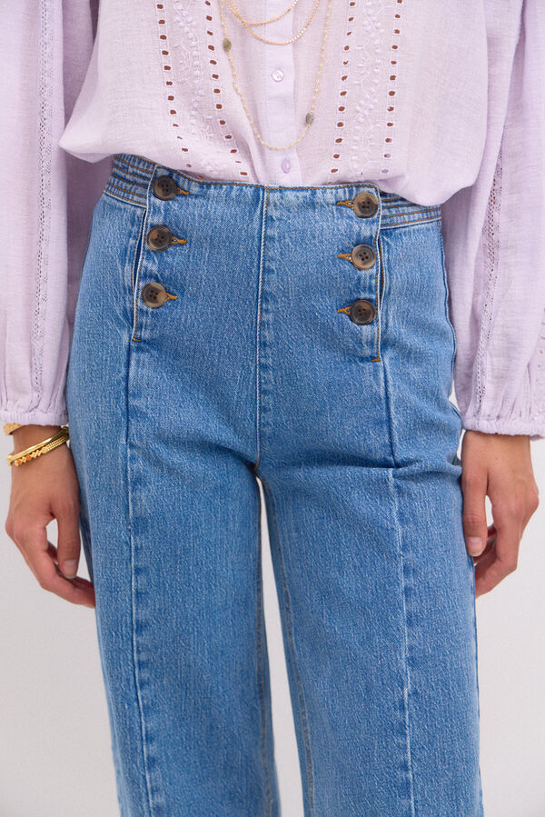 Hoss Intropia Olga. Jeans de perna larga com botões Azul