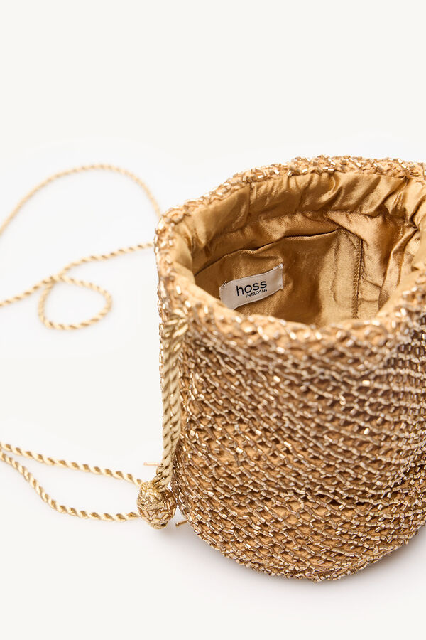 Hoss Intropia Mia. Bolsa balde com miçangas Dourado