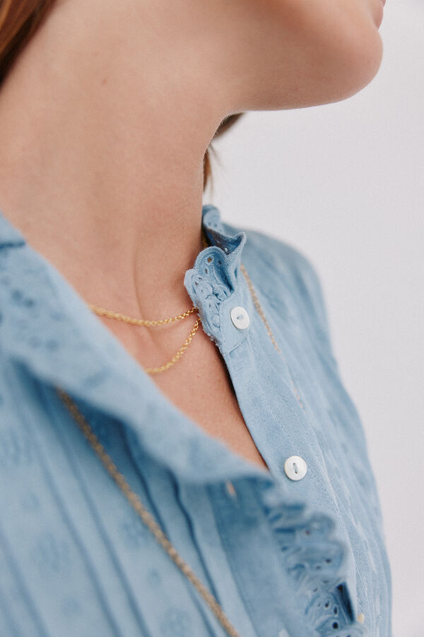 Hoss Intropia Cintia. Blusa com folho na carcela Azul
