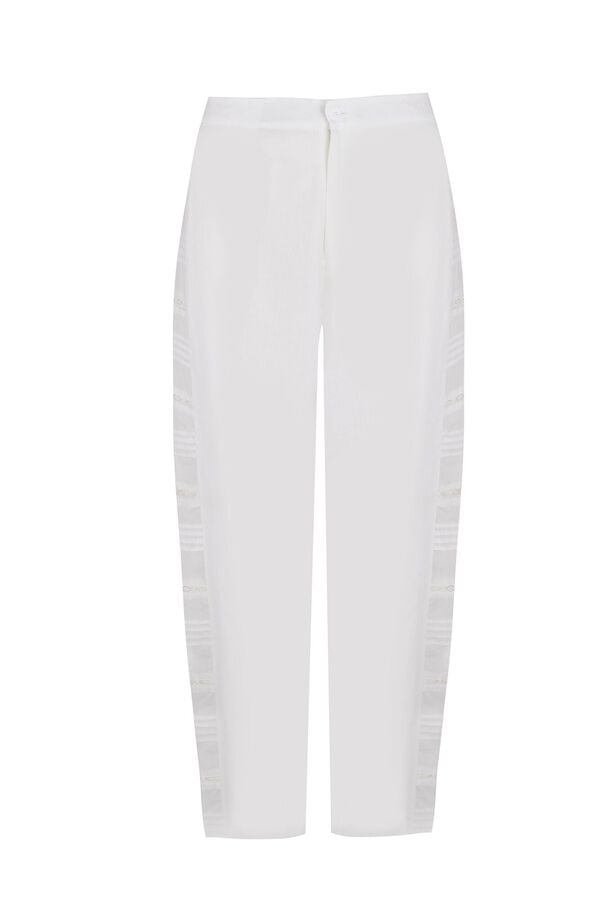 Hoss Intropia P&iacute;a. Cal&ccedil;a de cintura m&eacute;dia bordada Branco