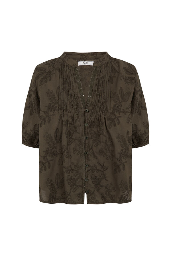 Hoss Intropia Celia. Blusa bordado floral Kaki