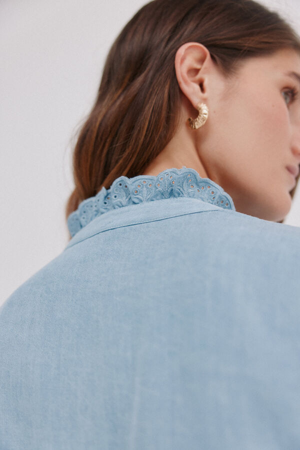 Hoss Intropia Cintia. Blusa com folho na carcela Azul