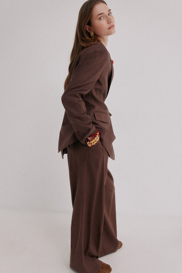 Hoss Intropia Elaine. blazer gola de lapela Castanho