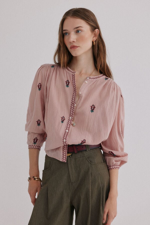 Hoss Intropia Carina. Blusa bordada Verde