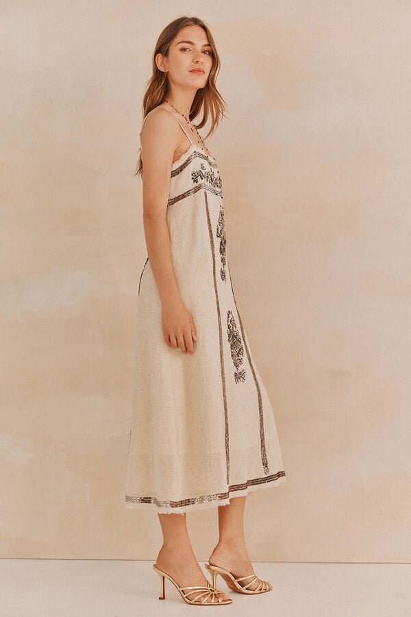Hoss Intropia Lupita. Vestido bordado Marfil