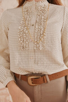 Hoss Intropia Cósima. Camisa chorreras. Beige
