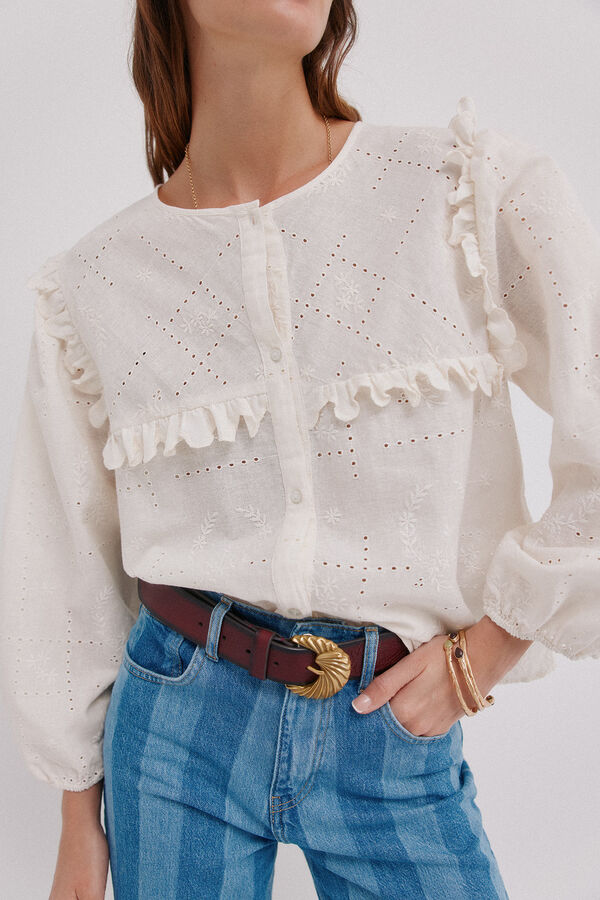 Hoss Intropia Celia. Blusa romântica Ecru