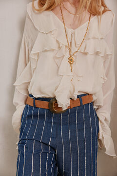 Hoss Intropia Carina. Blusa volantes. Beige